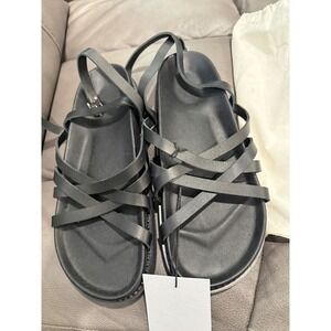 Liberté Black Leather Strappy Platform Sandals Size 41 EU